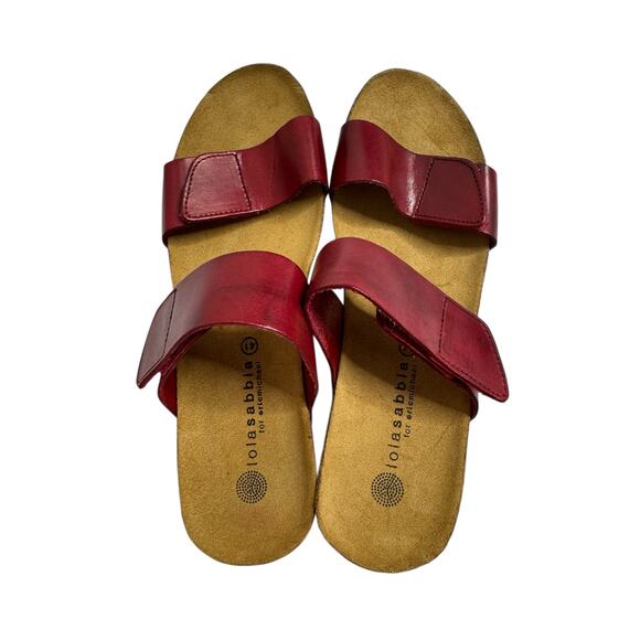 LOLA SABBIA Eric Michael Red Double Strap Cork Wedge Sandal Size 41 10-11 Womens - Picture 3 of 9